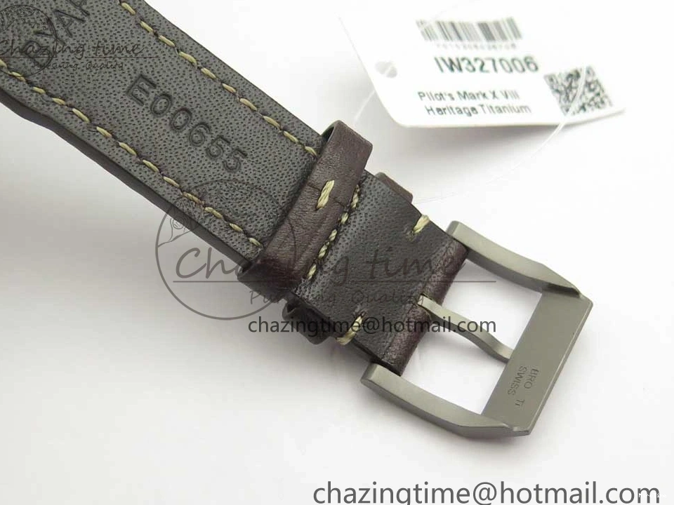 MIROTIME 0310 SmartChoice Mark XVIII IW327006 Titanium M+F 1:1 Best Edition Black Dial on Brown Leather Strap A 7145